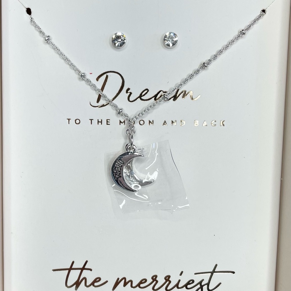 NWT LC Lauren, Conrad dreamed to the moon and back necklace and earrings 16 in - Picture 3 of 7